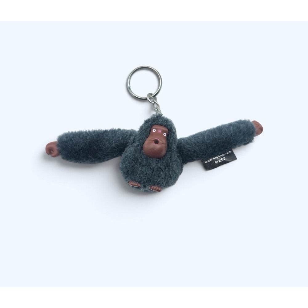 Kipling Monkey Keychain MATT Blue Mini Plush Hanger Furry Bag Charm